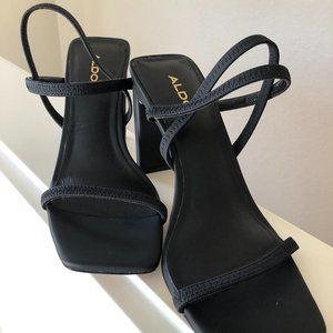 Brand New Aldo Black Block Heel Strappy Sandal (7)